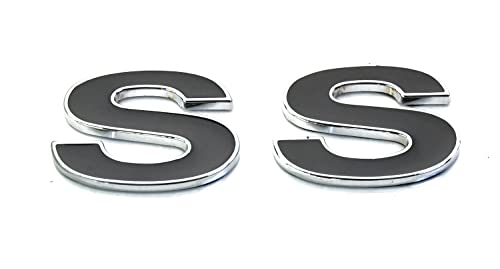 Image of SSDD 2pcs (Pair) SS Fender Emblems Replacement for 96-02 Camaro SLP SS Badge New Reproduction 12369966R (Black /Chrome) CH-SS