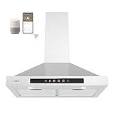 CIARRA Smart Range Hood 30 inch with Voice Control, Compatible with Alexa/Google Home/Smart Life Assistant, Kitchen Vent Hood in Stainless Steel with 2 Level LED Lighting, 3 Speed Fan, CAS75308W