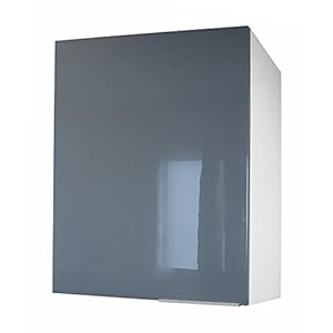 Berlioz Creations CP6HG Hängeschrank für Küche mit 1 Tür in grauem Hochglanz, 60 x 34 x 70 cm, 100 Prozent französische Herstellung