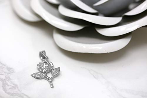 Sterling Silver Rose Stem Charm Pendant2