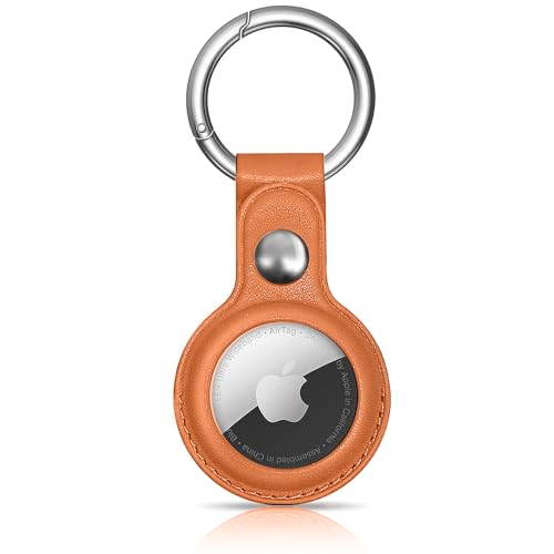 Airtag Holder Silicon & Leather (Orange)