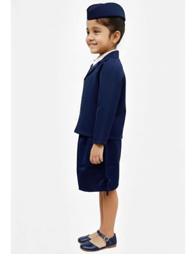 Image of BookMyCostume Airline Air Hostess Kids Fancy Dress Costume for Girls - Blue 7-8 years