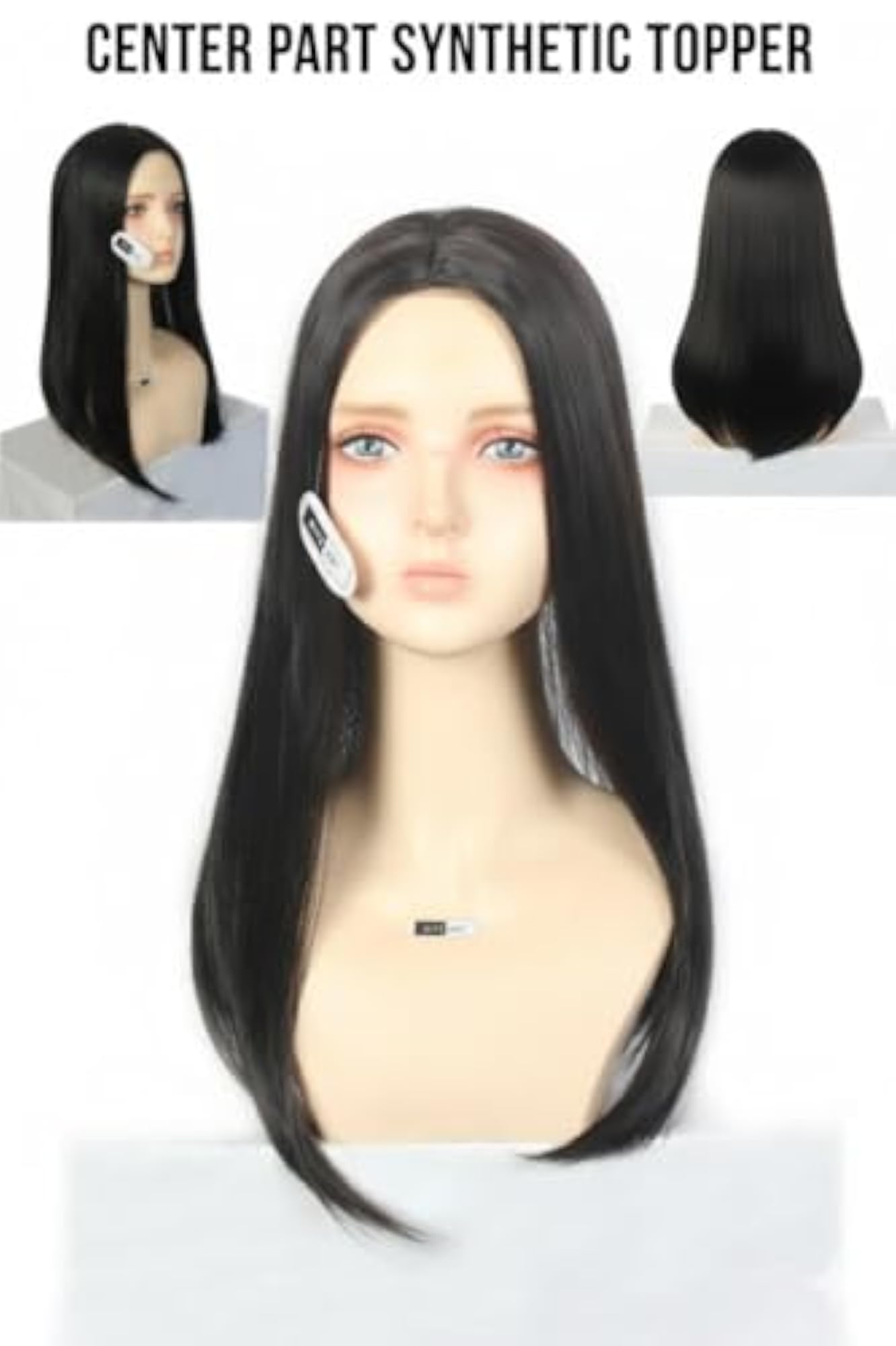 Women's Wavy Curly Hair Topper Clip-On, Mid Part