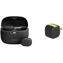 JBL Tune Buds - True Wireless Noise Cancelling Earbuds Black and InfinityLab InstantCharger 20W 1 USB Compact USB-C PD Charger Black