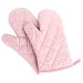 Panegy Hitzebeständig Ofenhandschuhe Verdickte Hitzeresistente Topfhandschuhe Topflappen Backhandschuhe, Baumwolle, 1 Paar Rosa