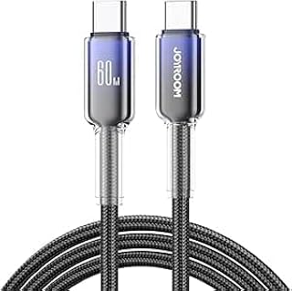 كابل شحن سريع بقوة 60 واط من V Volt من USB-C إلى USB-C ، سلك مضفر بالنايلون فائق المتانة لنقل البيانات ، متوافق مع أجهزة ماك بوك ، آيباد، سامسونج والمزيد.