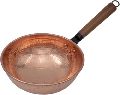 CVQWRJH Pure Copper Saucepan Soup Pot Copper Pot Multifunctional Copper Butter Warmer Sauce Pan Stockpot, Flat Bottom,Horizontal Handle,2L