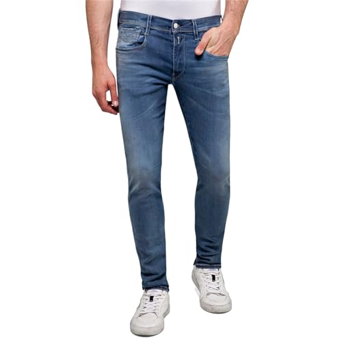 Replay Herren Jeans Anbass Slim-Fit Hyperflex mit Stretch, Medium Blue 009-1 (Blau), 34W / 32L