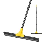 Rubber Floor Squeegee with Telescopic Handle, 45cm Heavy Duty Scraper Broom 45° Angled Water Wiper for Bathroom, Garage, Tiles, Windows & Outdoor Cleaning (45cm)