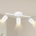 BoostArea LED 3 Light Track Lighting Kit, White 3 Way Ceiling Spot Lighting, Flexibly Rotatable Light Head for Kitchen, Living Room, Bedroom, GU10 Bulb Not Included
