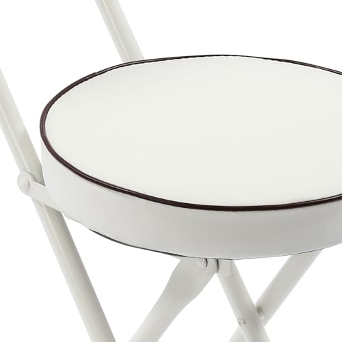 Ageanbri Folding Stool, Cushioned Padded Folding Stool Portable Bar Stool with Back for Camping Kitchen Home Office, Tall Bar Collapsible Stools (White, 4Pcs 18.9in) - Image 4