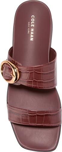 Cole Haan Cole Haan Women's Sandals - Oaklynn Double Band Footbed, Mahogany Crocodile Print Leather, 7-B US