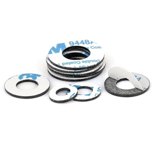 Mdingbao-V[bV[ M2 M2.5 M3 M4- M12 Hard Plastic PVC Black Washer Single-sided Adhesive Round Flat Pad Insulating Ring Spacer, 