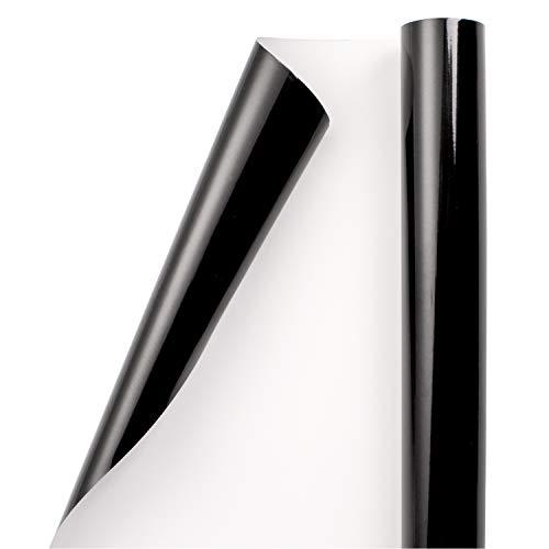 Image of RUSPEPA Black Metallic Wrapping Paper - Solid Color Paper Perfect for Wedding, Birthday, Christmas, Baby Shower - 17.5 Inches X 32.8 Feet