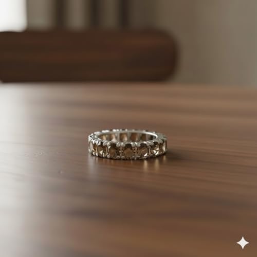 Image of 55Carat Choose Your Color Natural Gemstone Sterling Silver Band Ring Birthstone Friendship Love Size 5-13