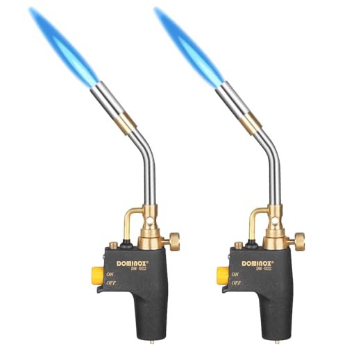 DOMINOX 2 Packs Propane Torch, High Intensity Torch Head Trigger Start Gas Torch for Propane, MAP and MAPP Tank, Soldering Torch, Propane Torch Head for Ignition, Barbecue, Lighting, Soldering