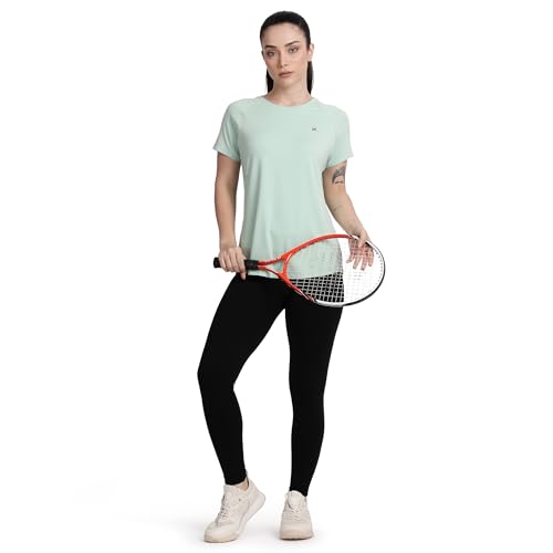 Image of Lavos Women's Regular Fit T-Shirt with Half Sleeve Round Neck, Bamboo & Cotton Gym, Yoga and Sports Wear for Women