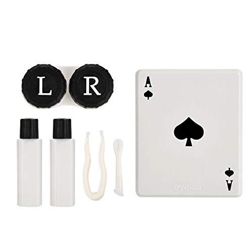 Contact Lens Storage Case, Portable Mini Cute Poker Glasses Lenses Box with Mirror