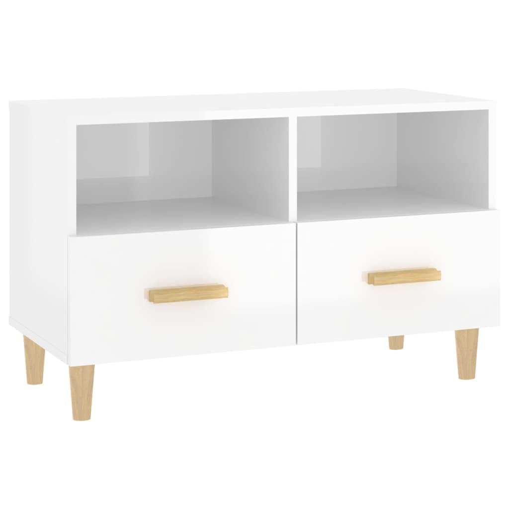 vidaXL TV Cabinet Sideboard Entertainment Centre TV Console Media Unit HiFi Cabinet with Drawer High Gloss White 80x36x50 cm Engineered Wood