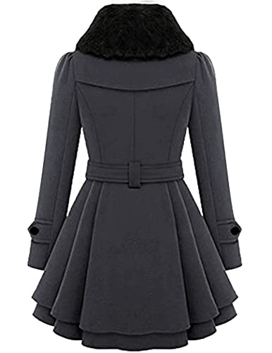 Image of Zeagoo Women Long Sleeve Faux Fur Lapel Double-Breasted Thick Wool Coat,arge