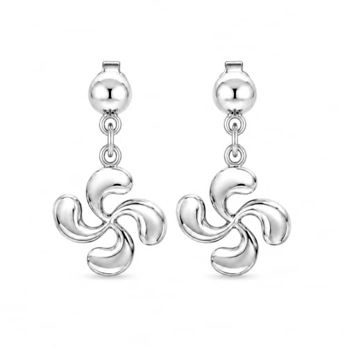 Boucles d'oreilles croix basque Lauburu argent sterling 925, pendentif traditionnel du Pays Basque