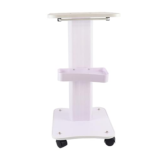 CLEADONG Carro de salón de belleza, carrito de belleza, con bandeja y espacio de almacenamiento, con bandeja de aluminio para peluquería, belleza, SPA, color blanco
