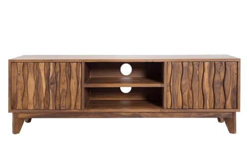 Image of Space Galaxy Solid Sheesham Wood TV Unit Stand for Living Room | Wooden Entertainment Console Cabinet with 2 Doors & Shelf Storage | Free Standing TV Table for Home, Natural (57x15.7x17.71 Inch)