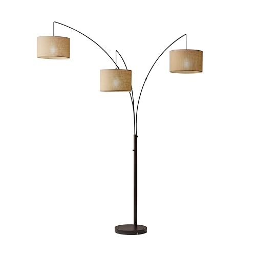 Image of Adesso 3-Light Floor Lamp, Antique Bronze, Movable Shades, 76 inch