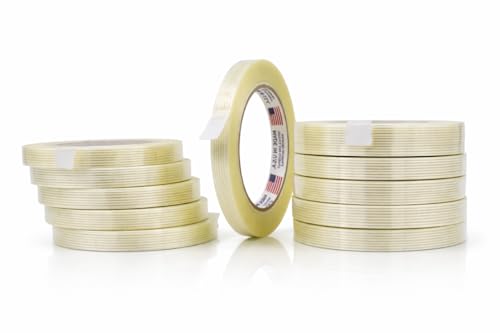 Image of MAT Commodity Grade Fiberglass Reinforced Filament Strapping Tape - 1 /2 in. Wide x 60 yds. (Pack of 18) Filaments Run Lengthwise