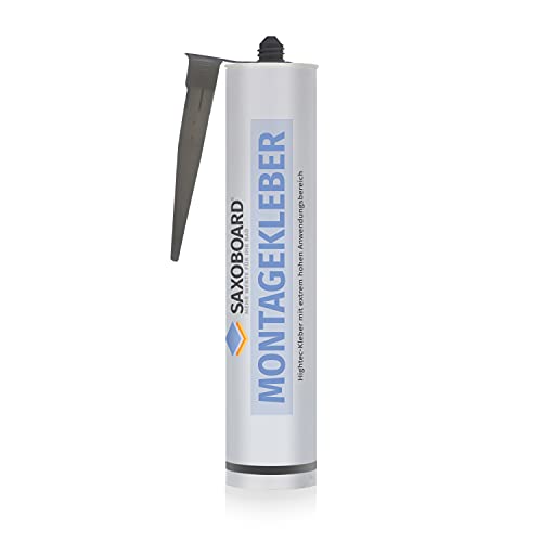 Saxoboard Montagekleber extra stark, 310 ml Kartusche, universaler Kraftkleber, Baukleber wasserfest + elastisch für Außen und Innen Cover