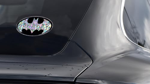 Image of Elektroplate Batman Logo Reflective Car Decal Silver 3.75 inch | Officially Licensed DC Comics - Weatherproof Automotive Grade Domed Sticker - Water Bottle, Laptop & More - Made in the USA