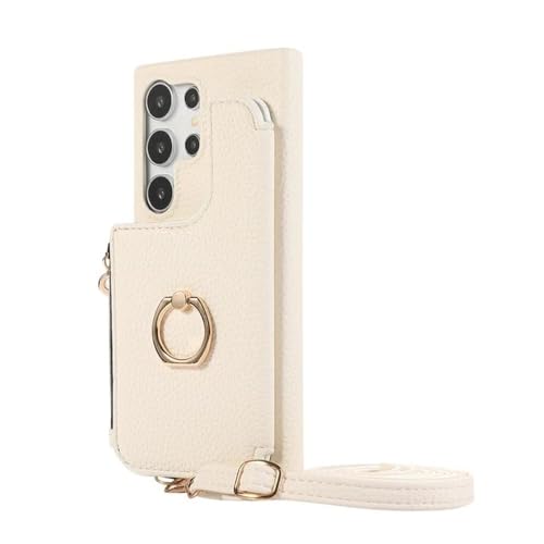 Étui en cuir blanc premium avec porte-cartes zippé pour Samsung Galaxy A55