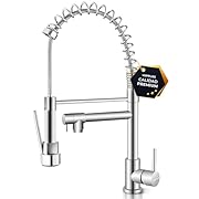 DOBLE SALIDA INTELIGENTE, DOS USOS EN UNO - Un grifo pensado para todo tipo de tareas: su salida fija te permite llenar ollas o fregar sin esfuerzo, mientras que la ducha flexible profesional te da libertad total para limpiar con precisión. ¿Cansado ...