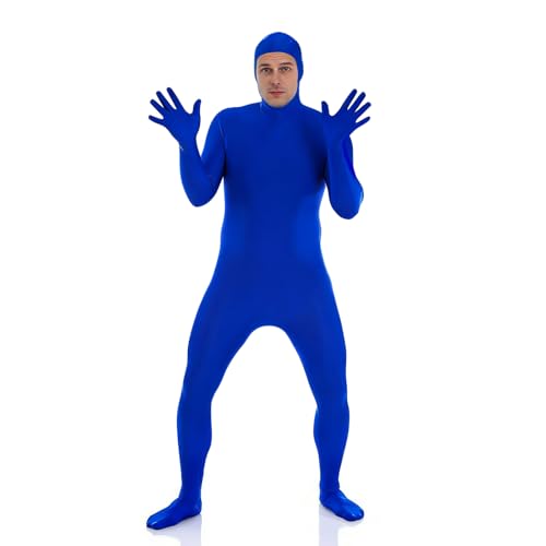 SilverChry Traje Carnaval para Mujeres y Hombres, Disfraz Segunda Piel Unisex, Halloween, Carnaval y Cosplay, con Cara Descubierta (Azul, M)