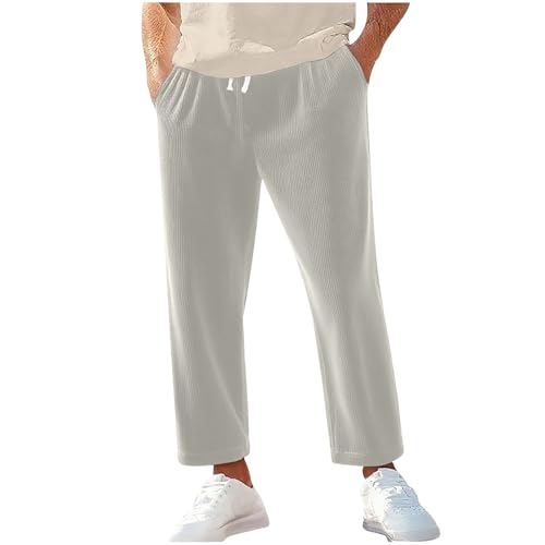 Men's Corduroy Sweatpants Fall Casual Drawstring Waist Straight Leg Baggy Pants Comfort Loose Athletic Pants