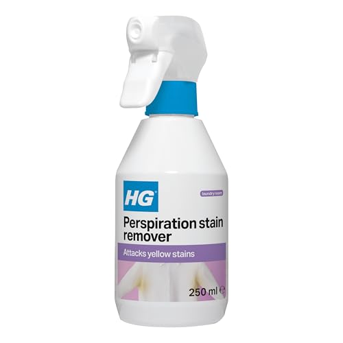 HG Perspiration Stain Remover Spray, Yellow & White Stain Remover for Clothes, Laundry Pre Treatment Fabric Stain Remover & Smell Remover, Antiperspirant & Sweat Mark Remover for Shirts & Tops - 250ml