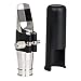 Yibuy Silver Jazz B-flat Alto Saxophone Mouthpiece 7# PU Leather Cap