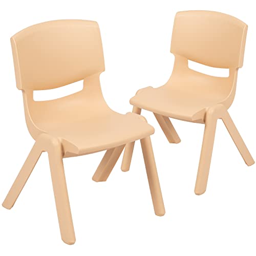 Image of Flash Furniture Whitney 2 Pack Natural Plastic Stackable School Chair with 10.5 inch Seat Height