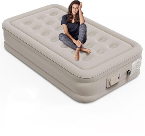 Image of Single Air Bed, Inflatable Mattres with Free Electric Pump, Quick Self-Inflation /Deflation Guest Air Mattress, Blow Up Bed for Home Camping Versatile Sofa Cum Air Folding Sofa Bed-Long-Lasting (AA)