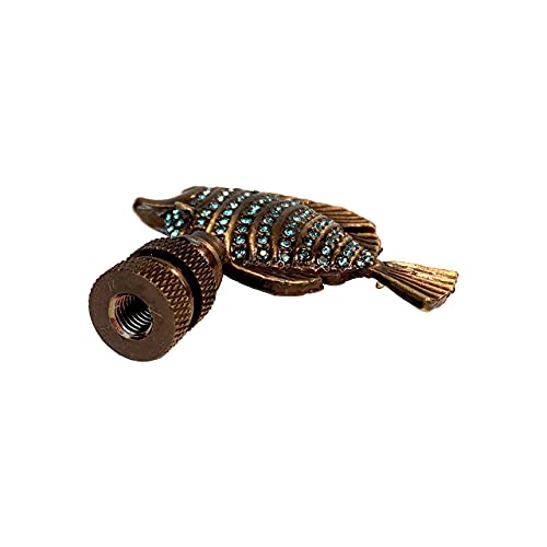 Image of Royal Designs, Inc. Sea Life Lamp Finial, Emerald Fish, Antique Brass, Replacement Finial for Table or Floor Lamps, Set of 2