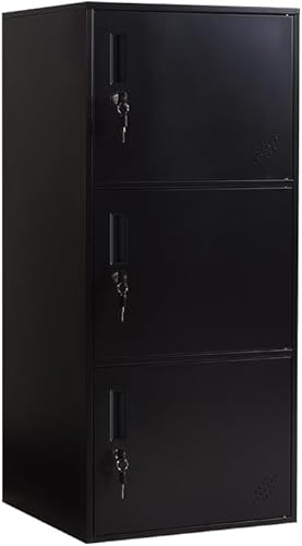 DAYTOYS Armario de almacenamiento vertical de metal de 3 puertas para dormitorio de niños, habitación de los niños, escuela, oficina, hogar,