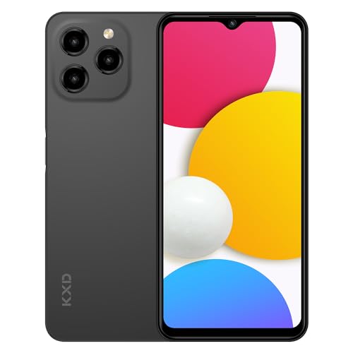 KXD A07 Unlock Cell Phone, Android 12 Unlocked Phone, 4500mAh 10W Fast Smartphones, 13MP+8MP, 6.52Inch HD+, 8GB + 128GB/SD 256GB Mobile Phone, Fingerprint/Face ID, 4G Dual SIM Phone - Black