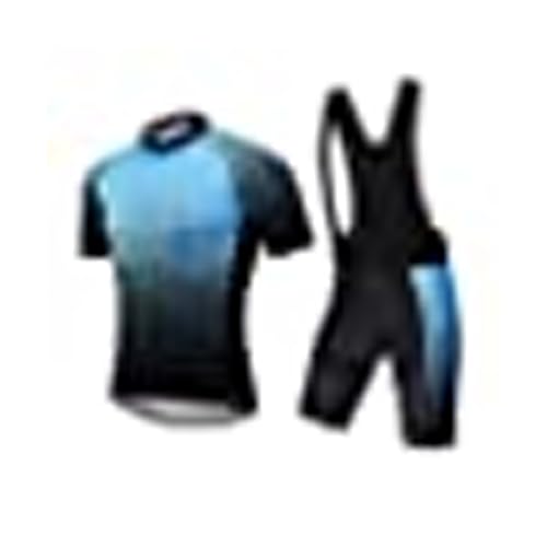 VeloZenith Conjunto de maillot de ciclismo para hombre, de manga corta, con acolchado para el asiento, transpirable, para bicicleta de montaña, azul, XXL