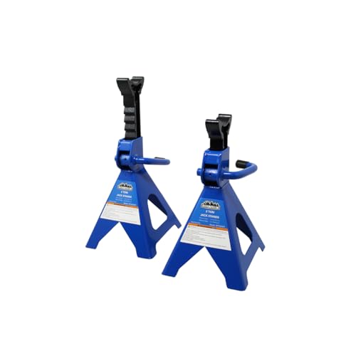 Mountain 52009 2 Ton Automotive Jack Stands for Garages, Repair Shops, and DIY, 4,000 lbs.. Capacity, Lightweight, Heavy Duty Steel Frame, Adjustable Height 10.3