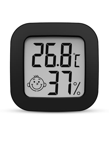 Mini Room Thermometer Digital Hygrometer Thermometer Indoor LCD Temperature and Humidity Monitor for Home, Office, Bedroom, Baby Room, Warehouse, Cellar, Car (black-1)