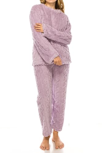 Womens Fleece Fluffy Comfortable Cozy Pajama Set Pullover Lounge Home Warm Wear for Winter2