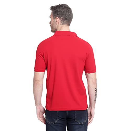 Image of Men's Poly Cotton-Matty Tshirt with Regular Fit Solid Pattern Half Sleeve Standard Length and Button Down Closure|Men's T-Shirts