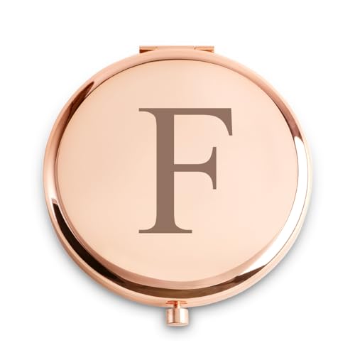 QUSTGO Personalized Gift for Women Girls Her, Custom Gifts for Adult Teen, Monogram Alphabet Initial Compact Mirror, Goodie Bag & Basket Stuffers for Galentines Day, Valentines Day, Birthday