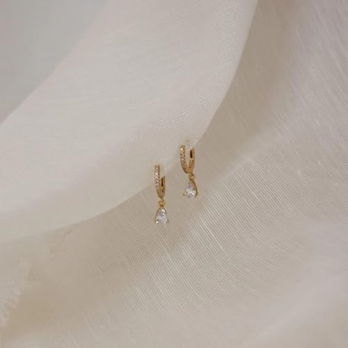 CAITLYNMINIMALIST 18K Gold Plated Sterling Silver CZ Diamond Gem Rhinestone Pearl Pave Huggies Dainty Delicate Small Mini Hoop Earrings Gift for Women4