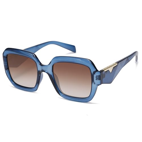 SOJOS Trendy Square Polarized Sunglasses for Womens Mens,Retro Polygon Shades Plastic Frame Sun Glasses SJ2310